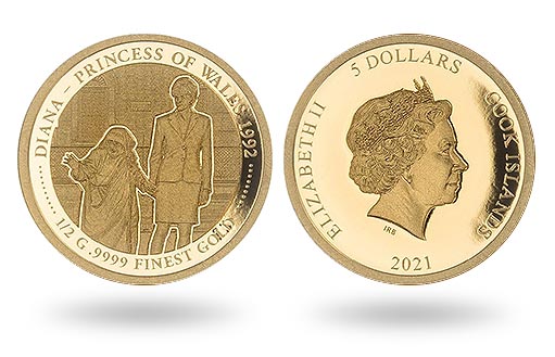 Золотые монеты Островов Кука с матерью Терезой и принцессой Дианой